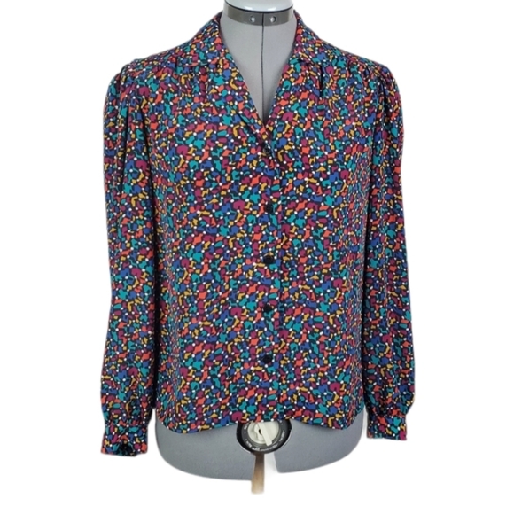 Vintage 90's abstract print button down top 6P - Picture 1 of 6
